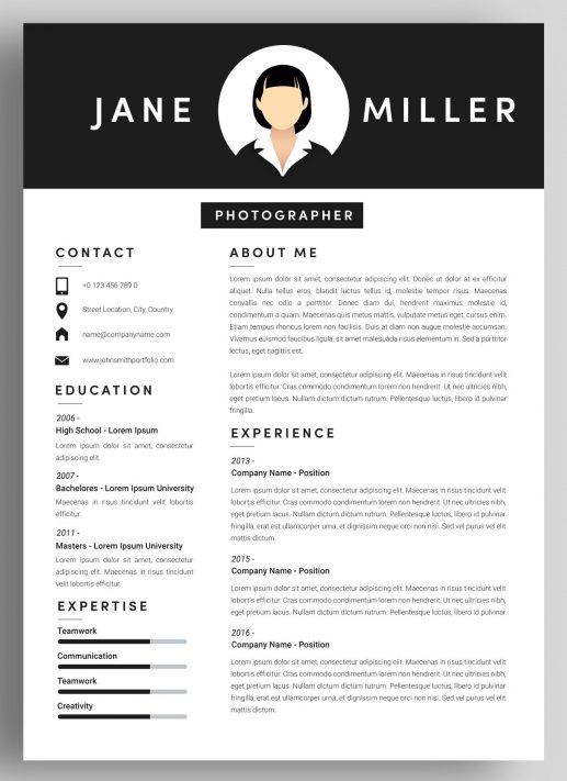 Darmowe, graficzne CV dla fotografa.