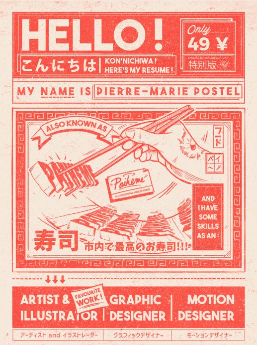 Grafik-ilustrator w pełni prezentuje swoje umiejętności w kreatywnym CV