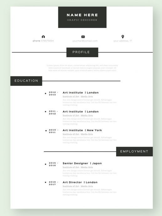 Przykład graficznego CV, ale nie kreatywnego
