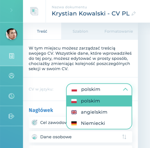 Opcja tłumaczenia CV na inny język